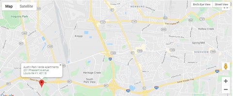a screenshot of a map with a marker on it and a cell phone